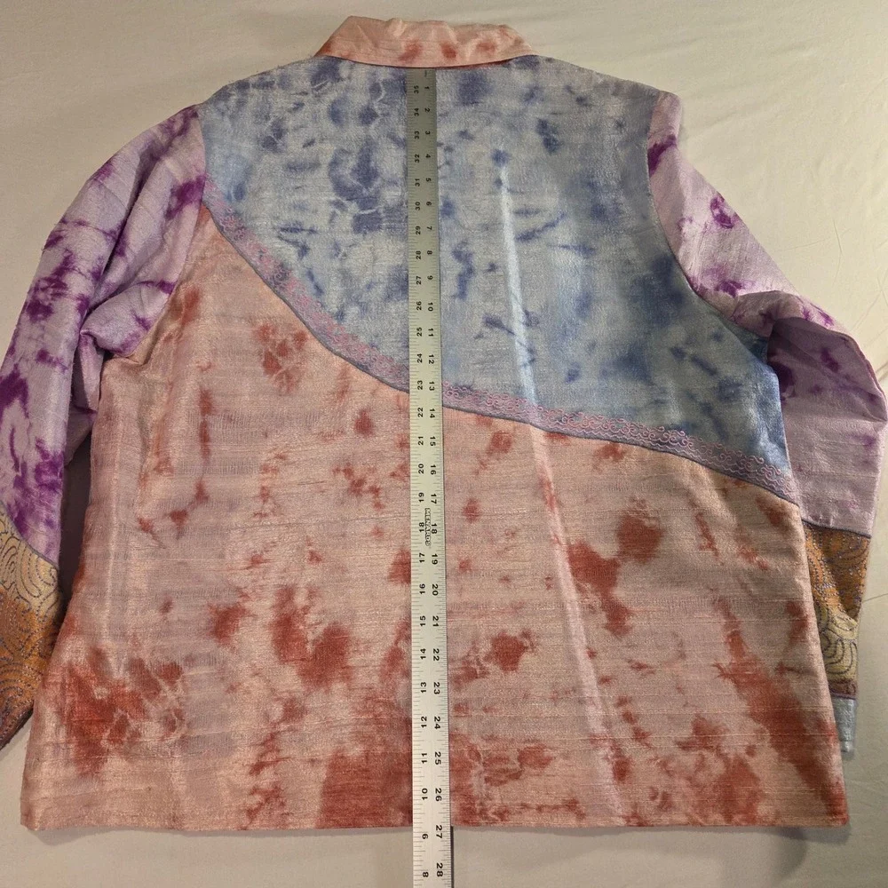 Parsley & Sage Vintage Women's 100% Silk‎ Button Up Shirt Jacket Size XL Boho